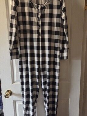 Black & White Buffalo Check Pajama Onesie